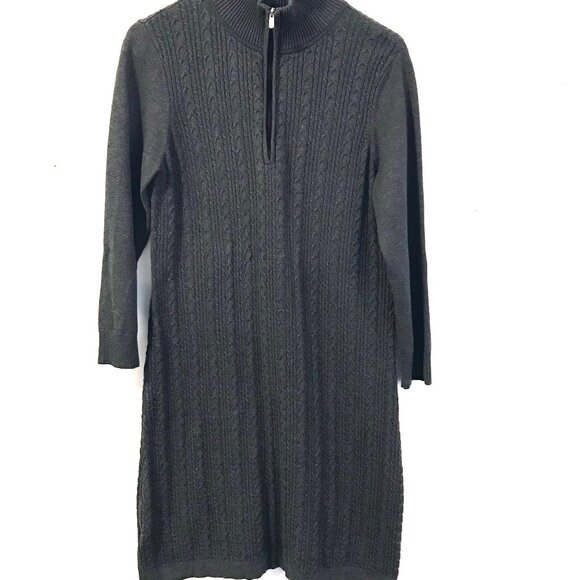 Tommy Bahama sweater dress grey women M cable knit cozy warm preppy capsule - Picture 2 of 12
